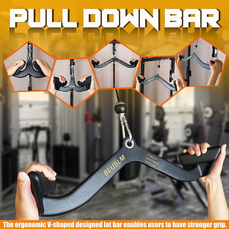 BLUSLM LAT Pull Down Bar for Cable Machine, LAT Pulldown Attachments T Bar V Bar Cable Attachment, Back Tricep Bar Strength Training Handle - Image 5